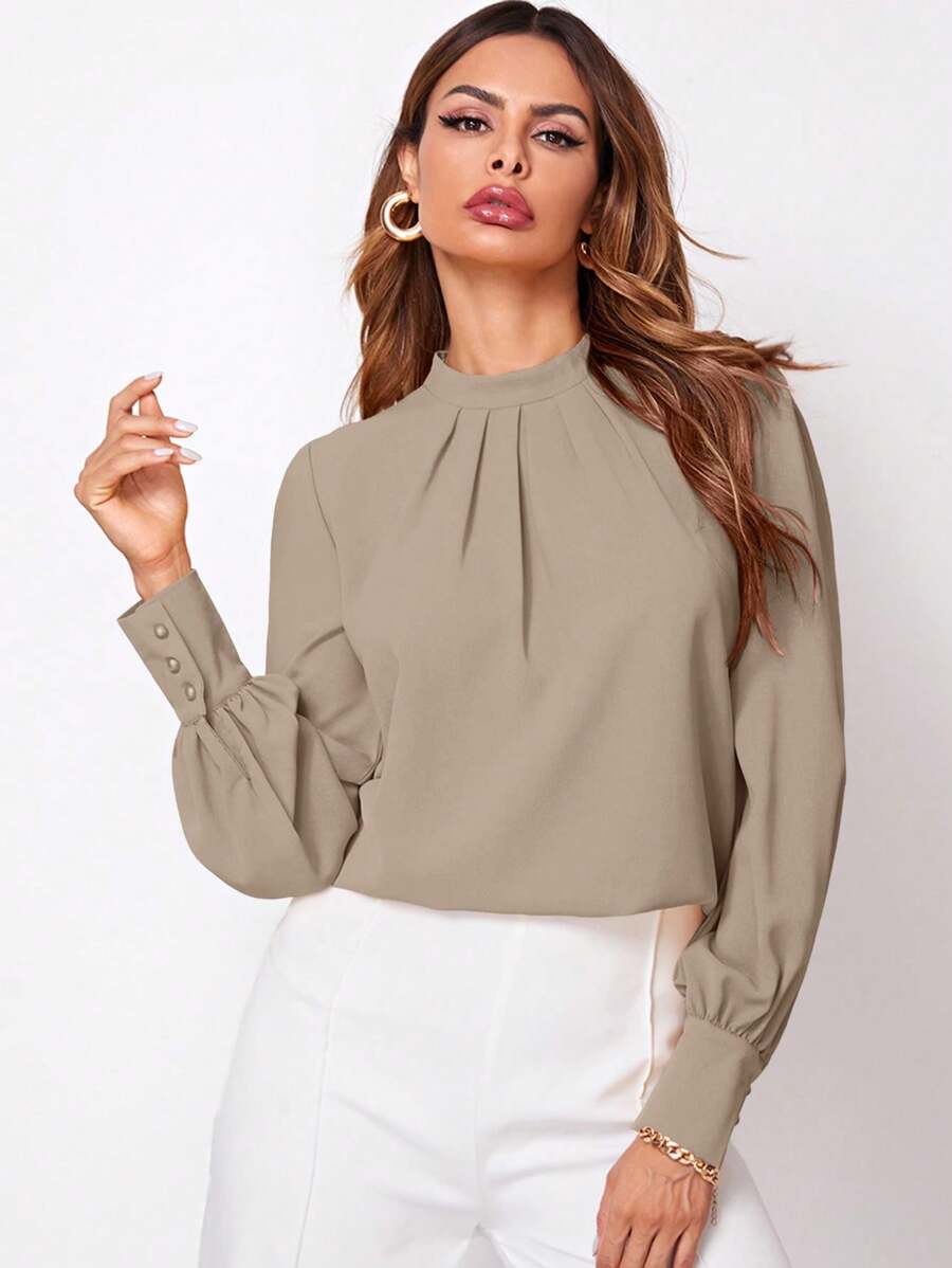 Blusa Feminina Franzida Manga Comprida Elegante