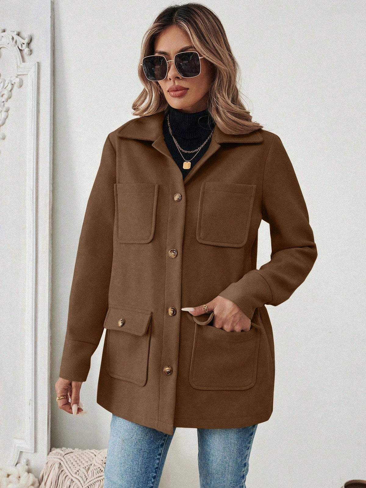 Casaco de Inverno Feminino de Soft com Bolso