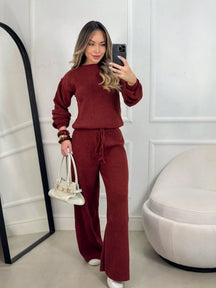 Conjunto de Tricô Mousse Feminino Inverno