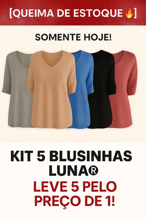 [Queima de Estoque🔥] Kit 5 Blusinhas Luna® – Leve 5 Pelo Preço de 1! (Somente HOJE!)