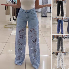Kit 3 Calças Jeans Bethania™ com Renda Artesanal Floral